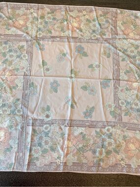 Vintage Liz Claiborne Silk Scarf 31" Square Lavender Floral Muted Rolled Edges